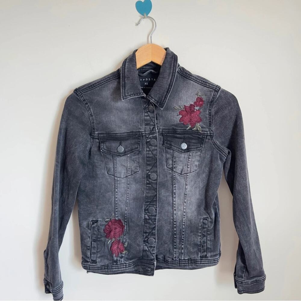 Aeropostale Women’s Casual Embroidered Black 4 Pockets Denim Jacket Size XS